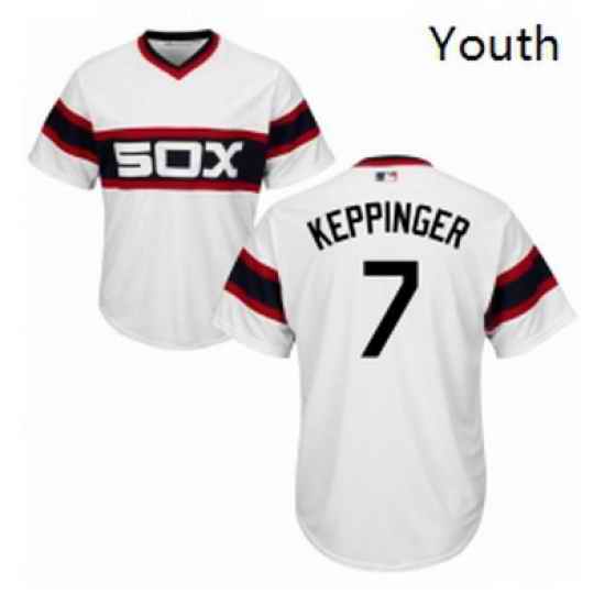 Youth Majestic Chicago White Sox 7 Jeff Keppinger Replica White 2013 Alternate Home Cool Base MLB Jersey